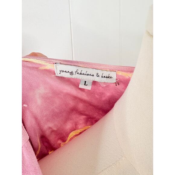 Young Fabulous & Broke Tia Tie Dye Kimono Crop Top Size Large Pink Peach - Picture 8 of 9